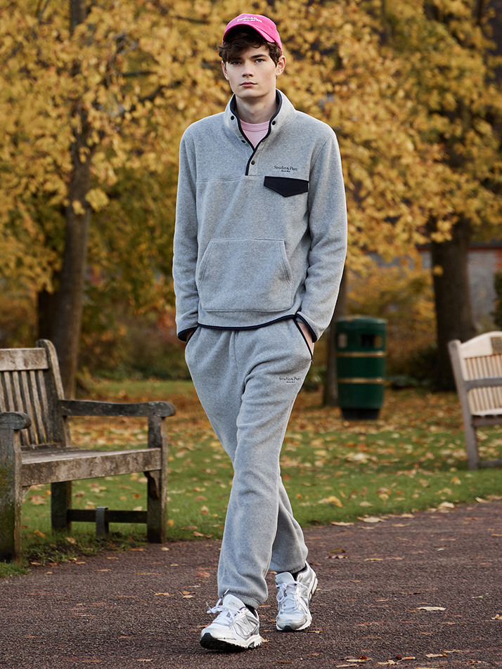 (UNI) Fleece Colored Pants_Melange Grey