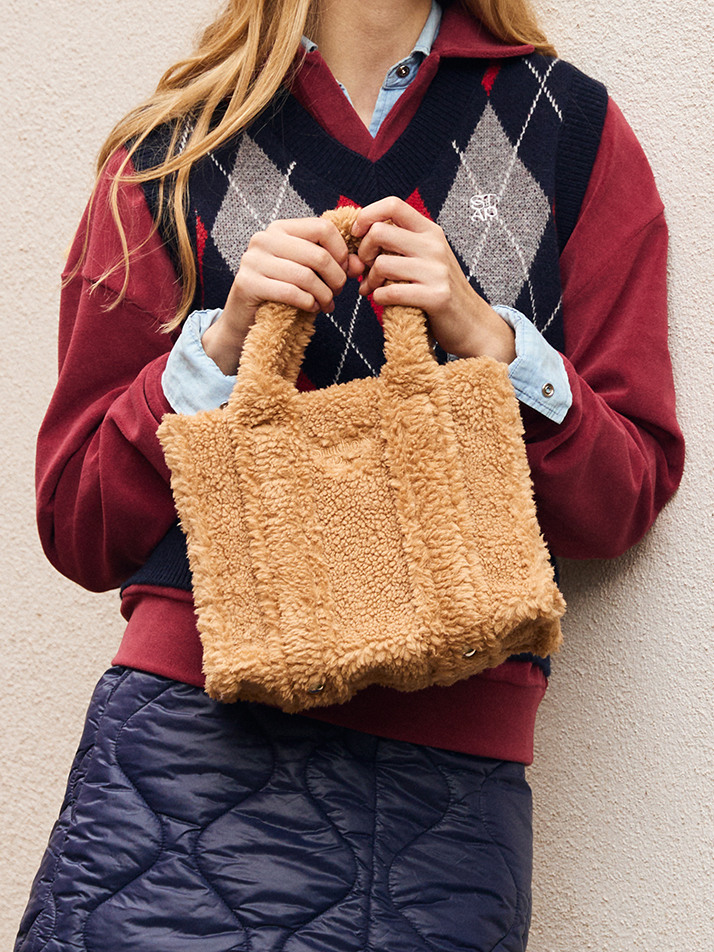 (UNI) Shearing Tote Bag_Brown