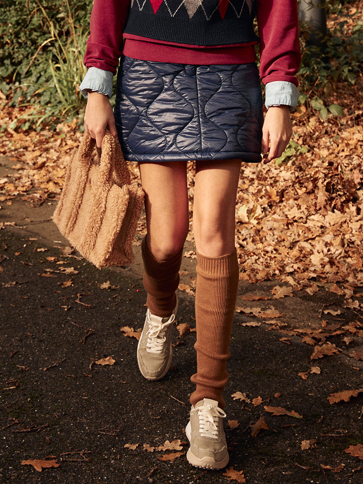 (WOMEN) Onion Quilting Padding Skirt_Navy