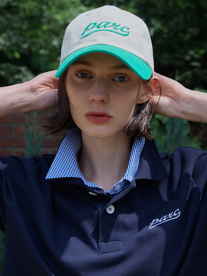 (UNI) Parc Color block Ball Cap_Green