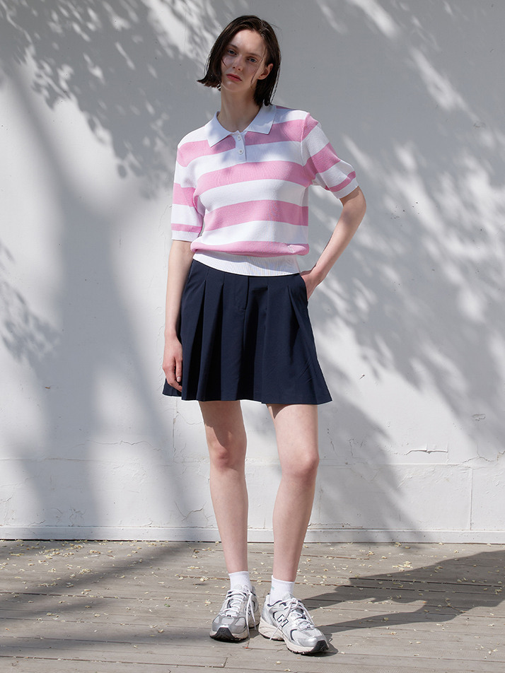 (WOMEN) Pleated Skirt_Navy