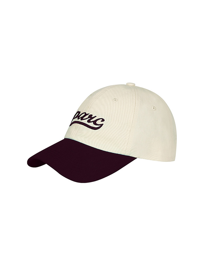 (UNI) Parc Color block Ball Cap_Burgundy