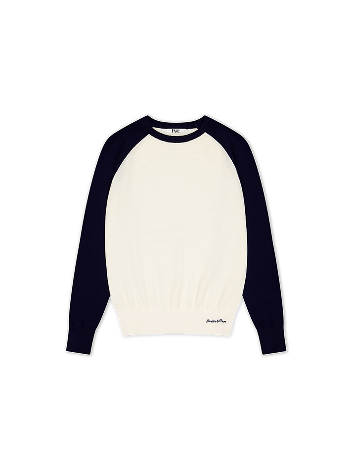 (UNI) Raglan Color Wool Knit_Navy