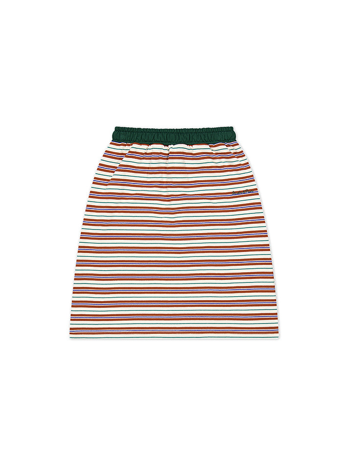 (WOMEN) Multi Stripe Jersey Skirt_Green