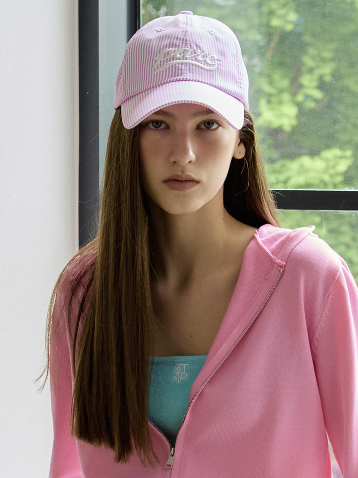 (UNI) Parc Stripe Ball Cap_Pink