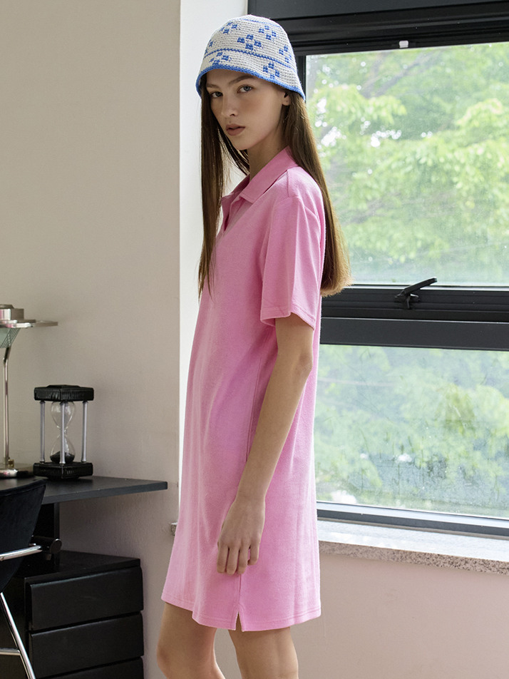 (WOMEN) Terry Collar One Piece_Pink