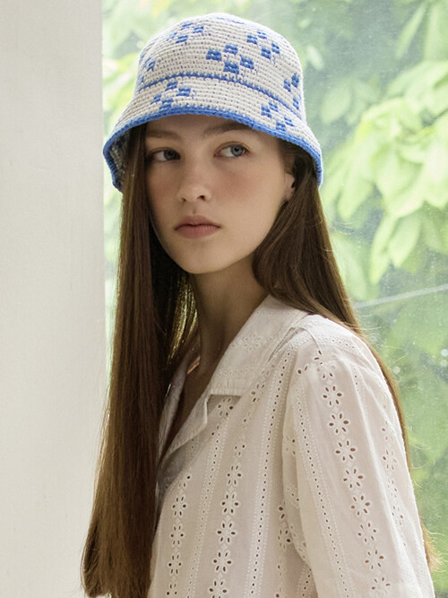 (UNI) Knit Bucket Hat_White