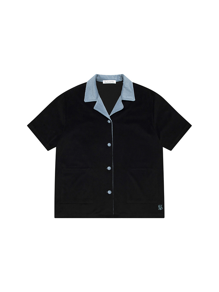 (WOMEN) Terry Collar Contrast Jacket_Black