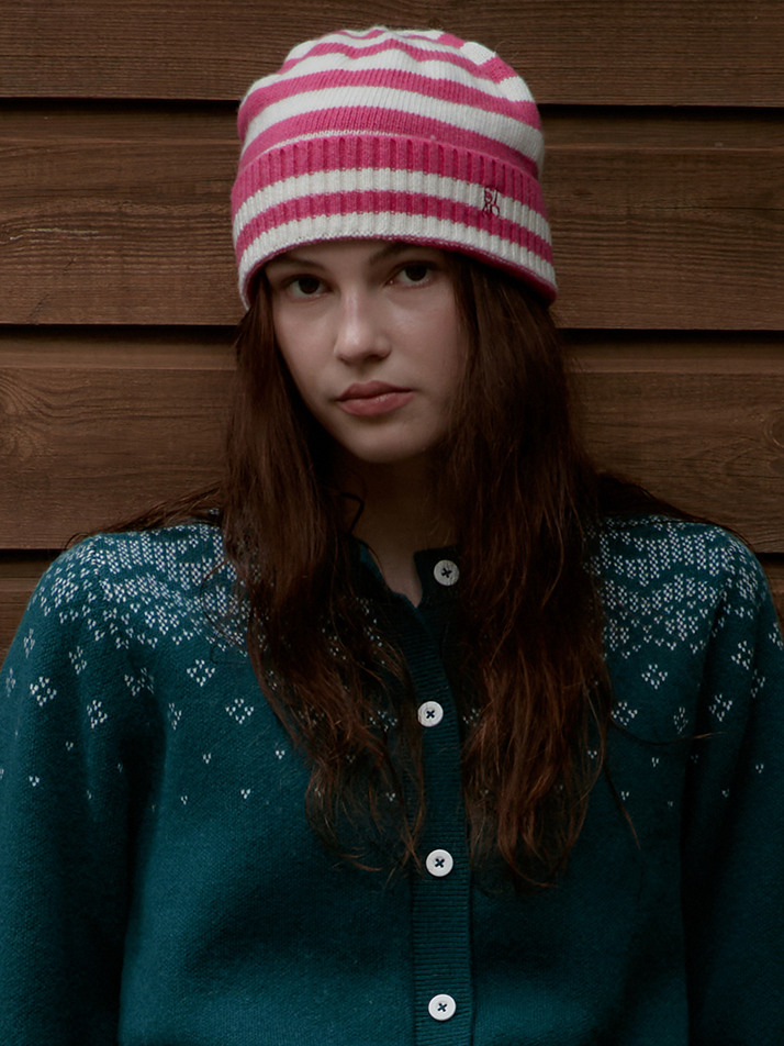 Stripe Wool Beanie_Pink