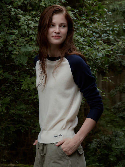 Raglan Color Wool Knit_Navy