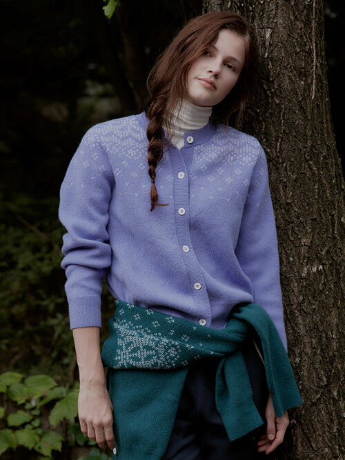 Nordic knit Cardigan_Violet