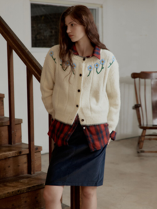 Corduroy Banding Skirt_Navy