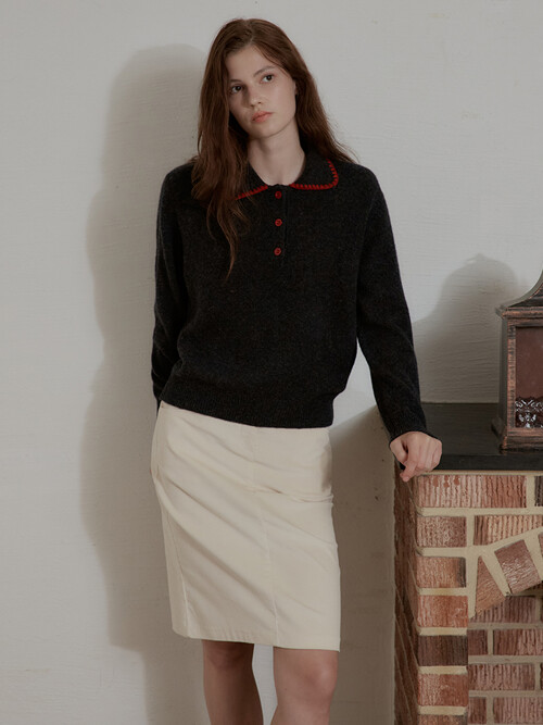 Corduroy Banding Skirt_Ivory