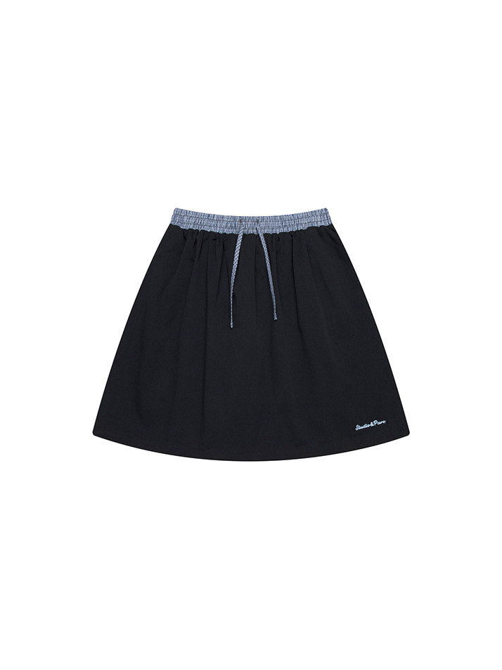 Contrast Waist Skirt with Inner Shorts_Navy
