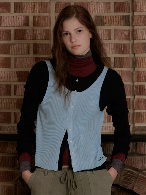 Layered Contrast Singlet Knit_Blue