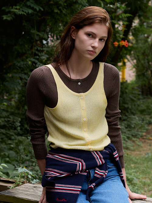 Layered Contrast Singlet Knit_Yellow