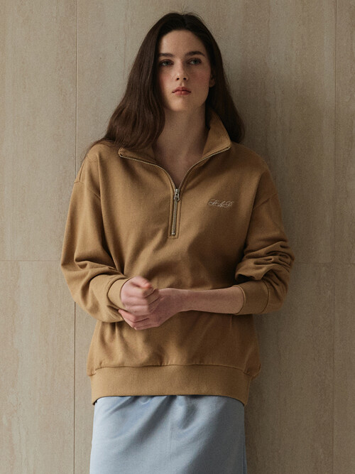 Half-Zip Sweatshirt_Beige