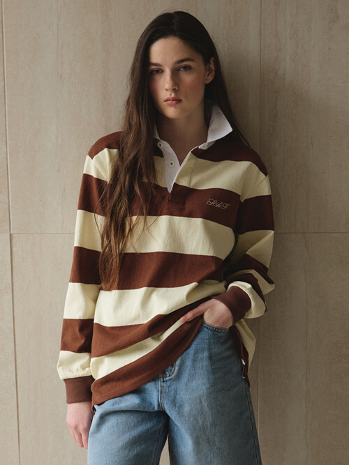 Striped Rugby Shirt_Brown