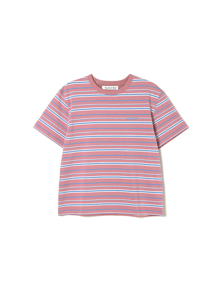 Multi Striped Short Sleeve T-Shirt_Pink