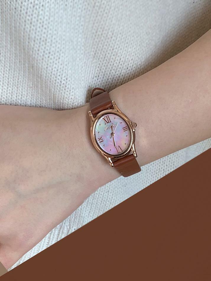 Gem-Rosegold/Opal (Brown leather)