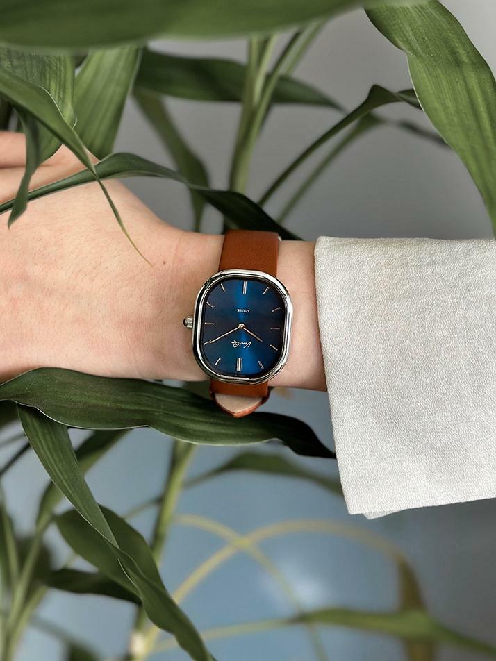 Louise-Silver/Blue (unisex) (Brown leather)