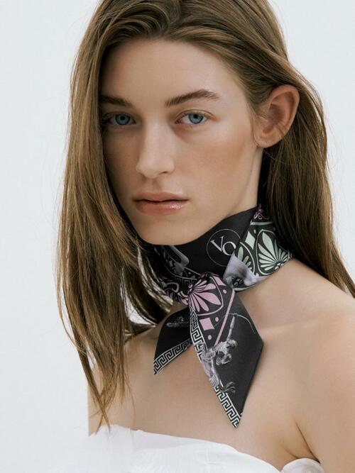 Centaur-Black Long Twilly Silk Scarf