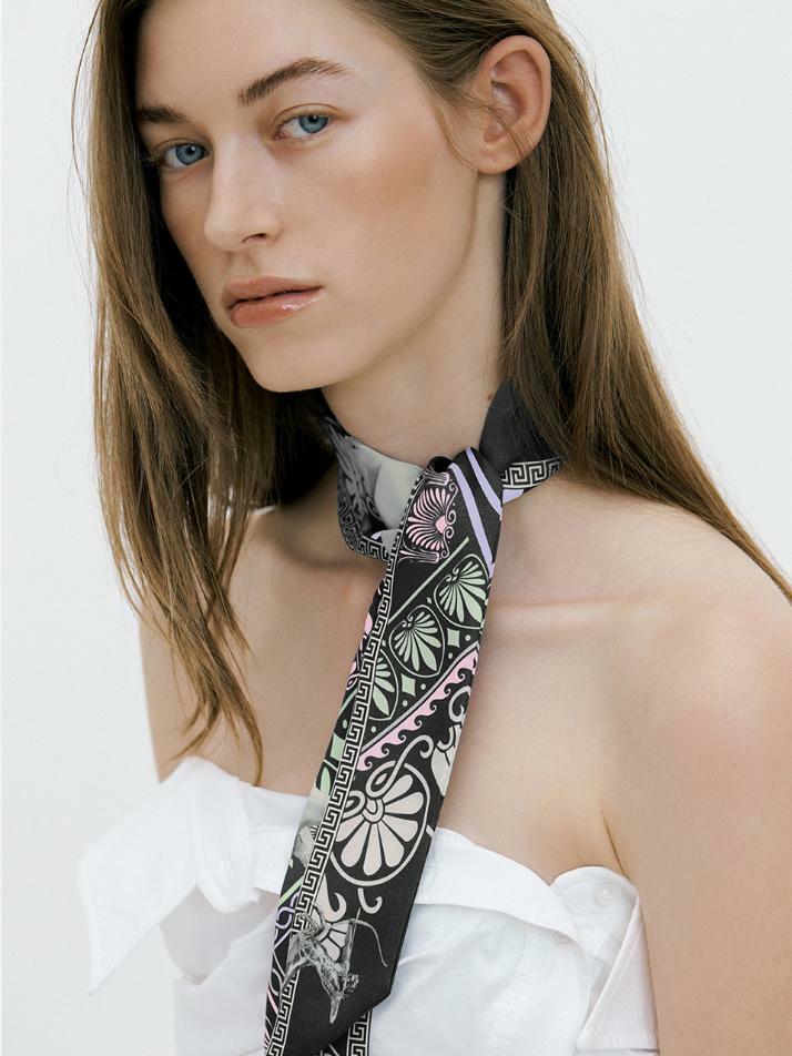 Centaur-Black Long Twilly Silk Scarf