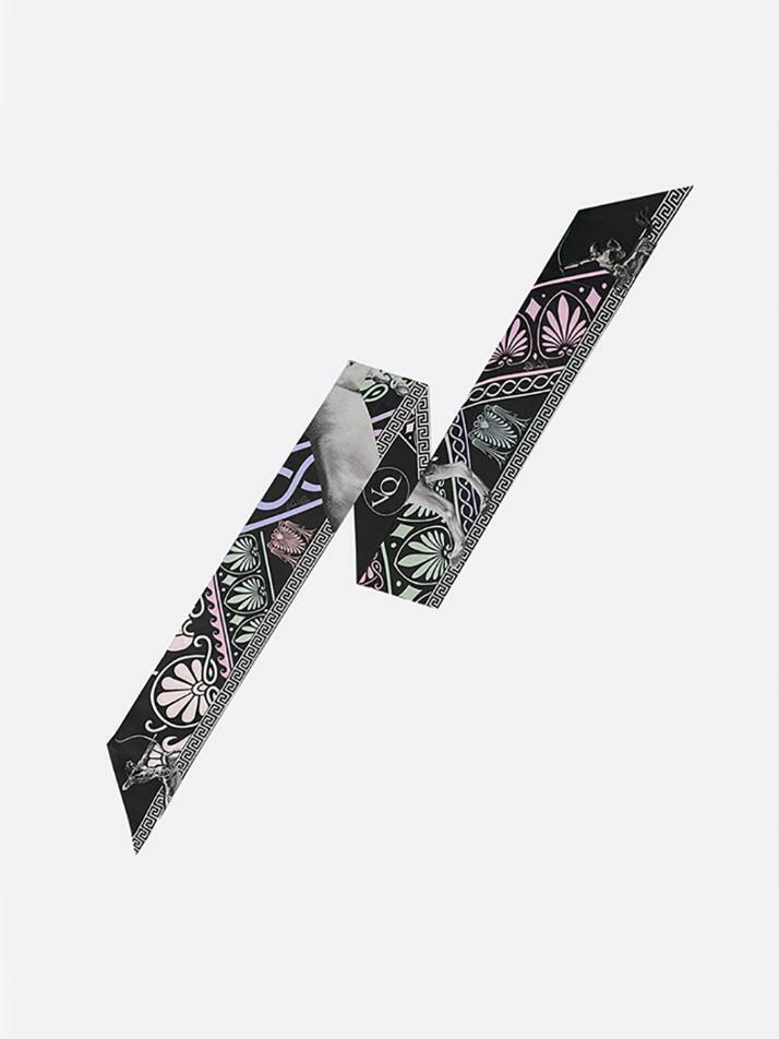 Centaur-Black Long Twilly Silk Scarf