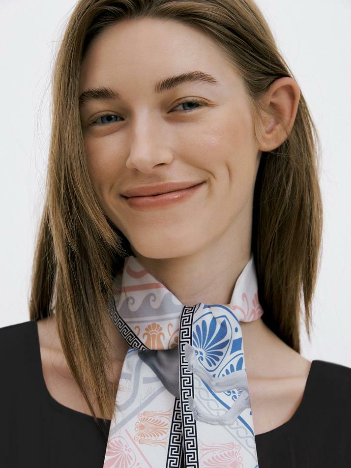 Centaur-Ivory Long Twilly Silk Scarf