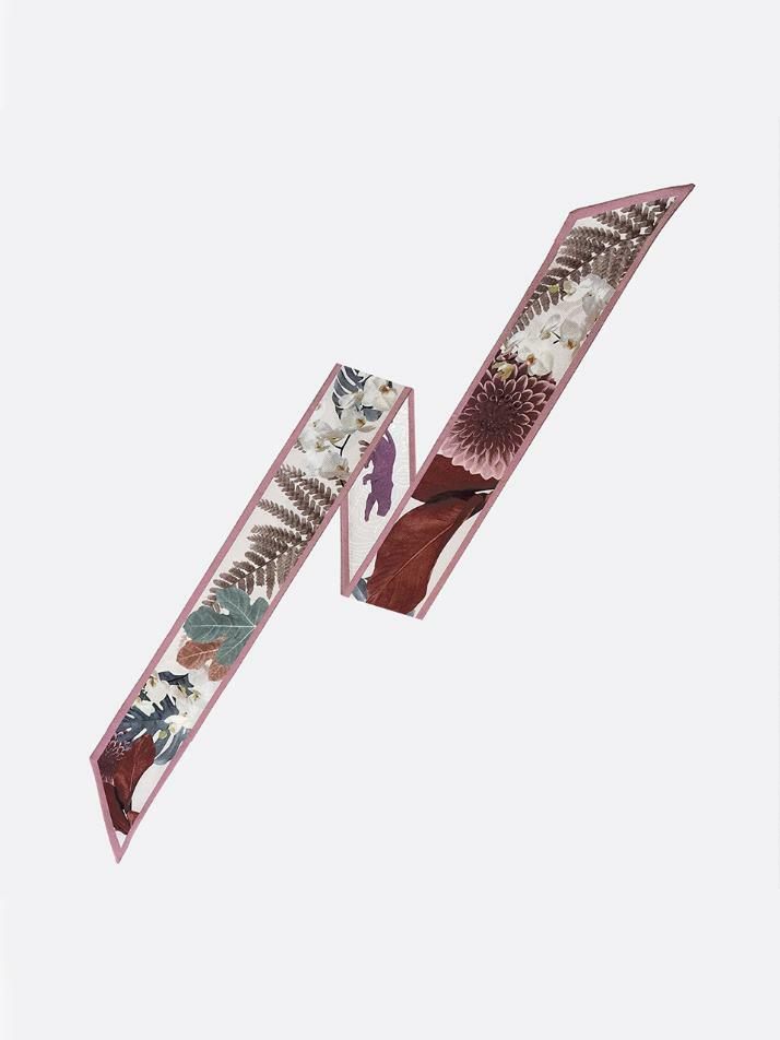 Wild Garden-Indie Pink Long Twilly Silk Scarf