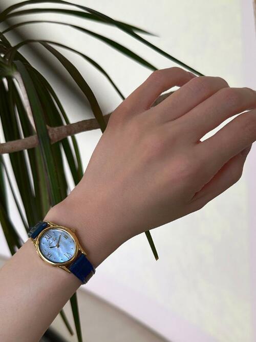 Gem-Gold/Aquamarine (Navy leather)