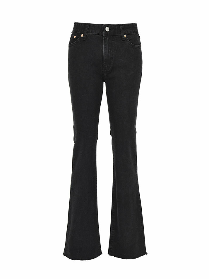 USA HIGH RISE BOOTS CUT JEANS BLACK