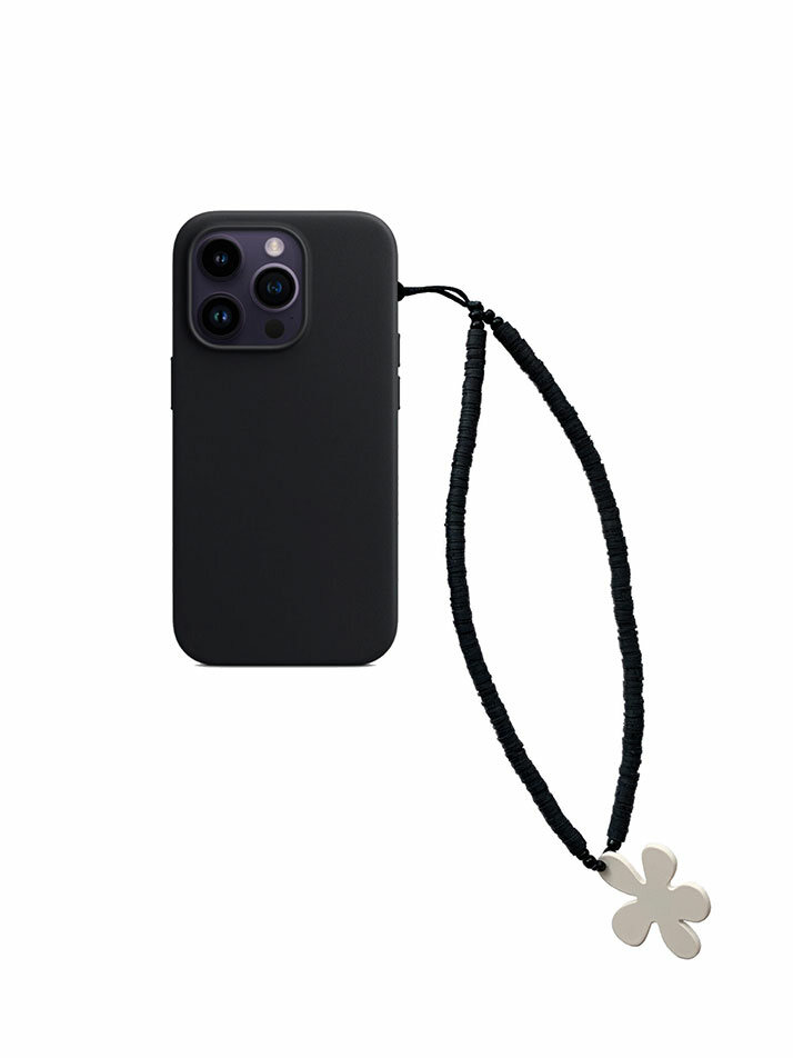 BAY DAISY PHONE STRAP BLACK