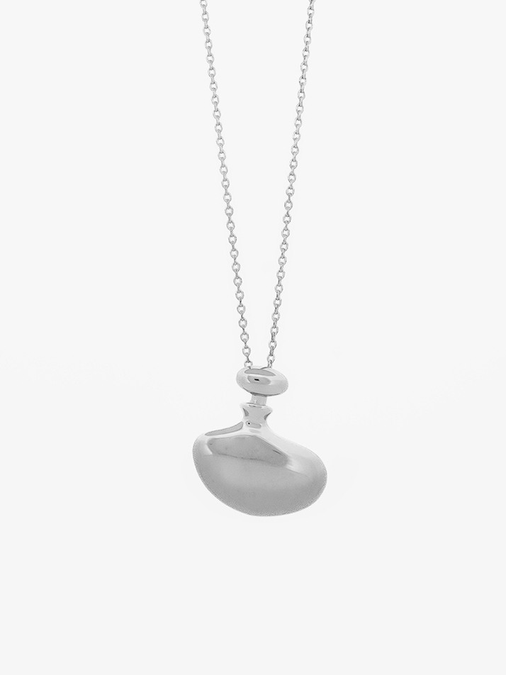 BOLD ROUND PERFUME NECKLACE_SILVER