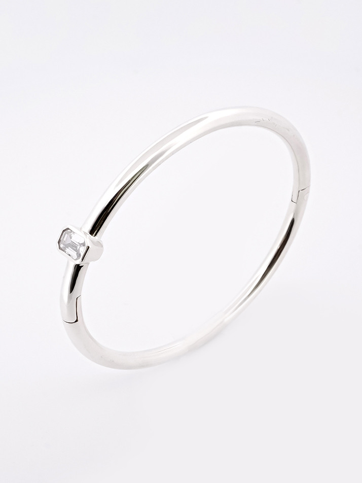 SHINY LID BANGLE WHITE SILVER