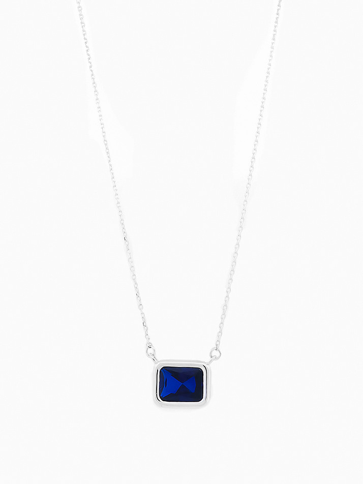 SINGLE SAPPHIRE NECKLACE SILVER
