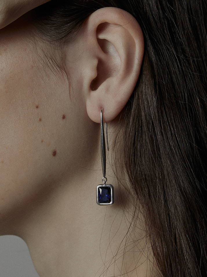DROP BLUE EARRING SILVER