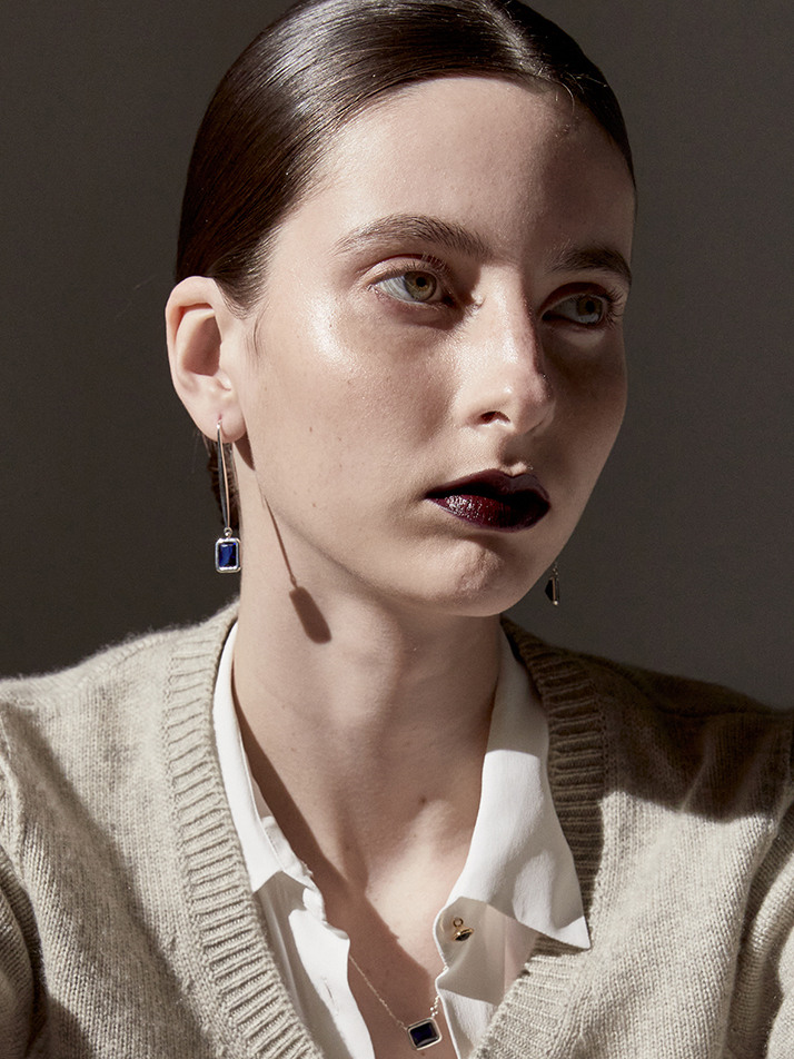 DROP BLUE EARRING SILVER