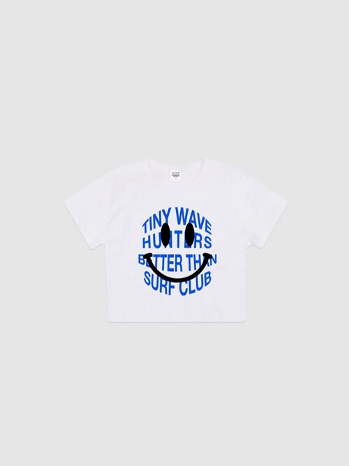SMILE KOOKS CLUB CROP TEE - BLUE 스마일 쿡스 클럽 크롭 티 - 블루