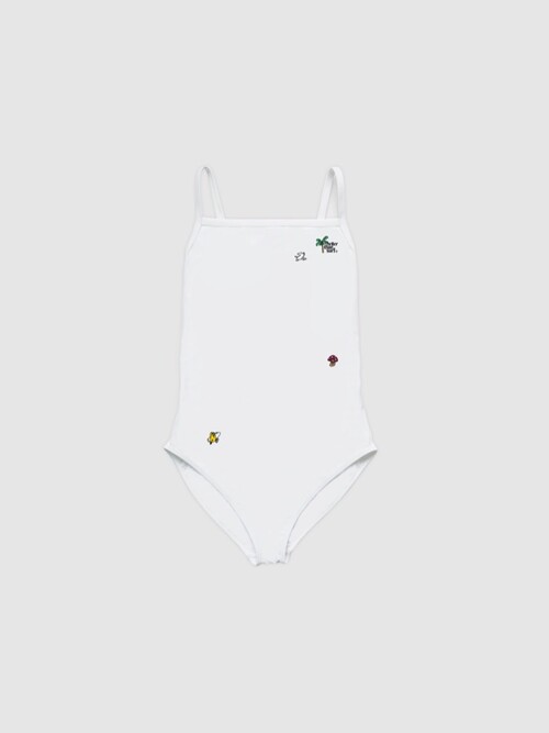 SWIM BASIC ONE-PIECE - CHARACTER WHITE  스윔 베이직 원피스 - 캐릭터 화이트