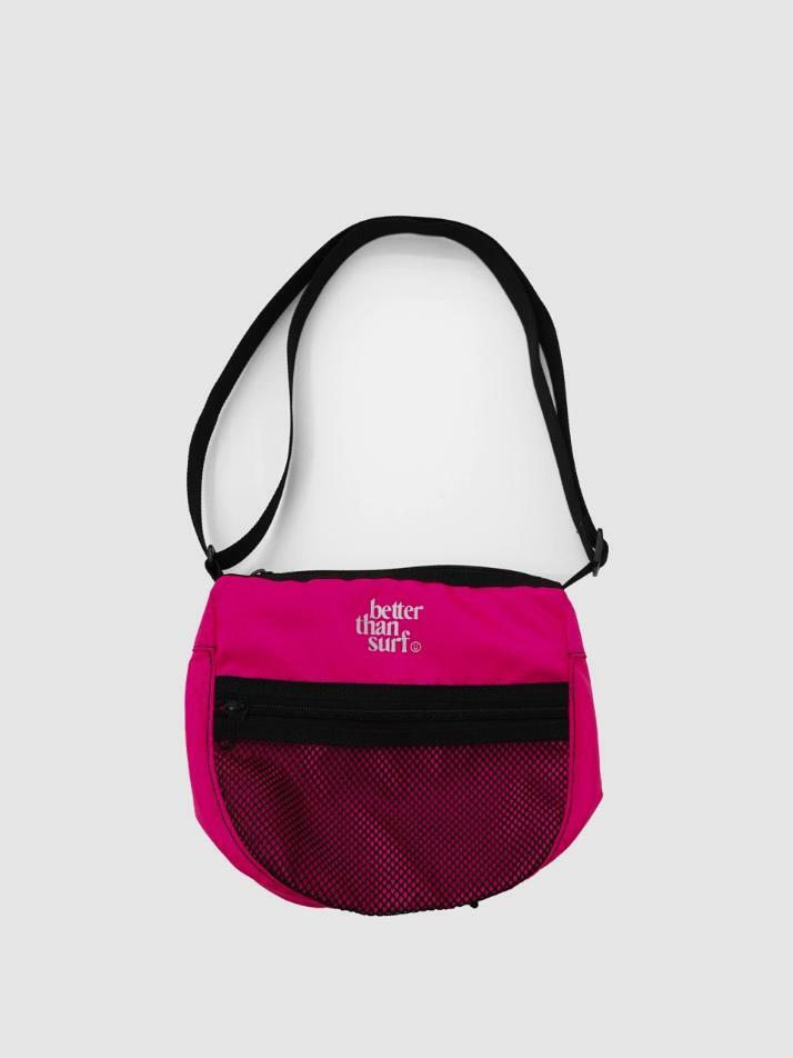 MESH POCKET CROSS BAG - HOT PINK