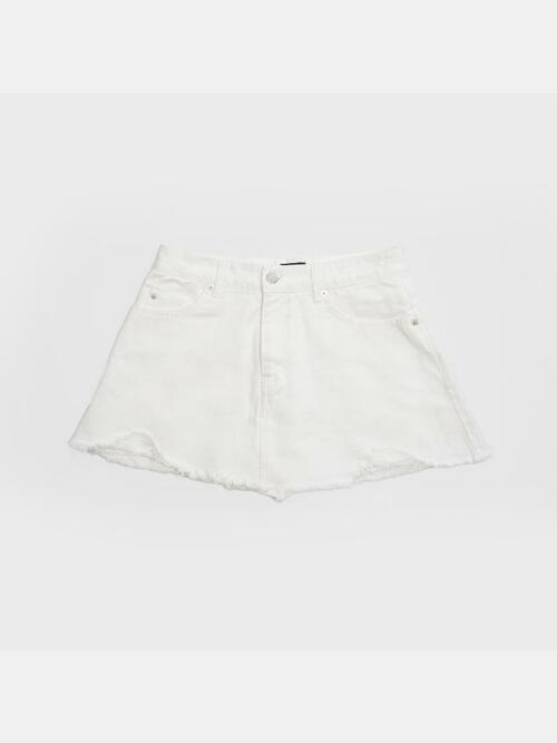 DENIM SKIRT PANTS - WHITE