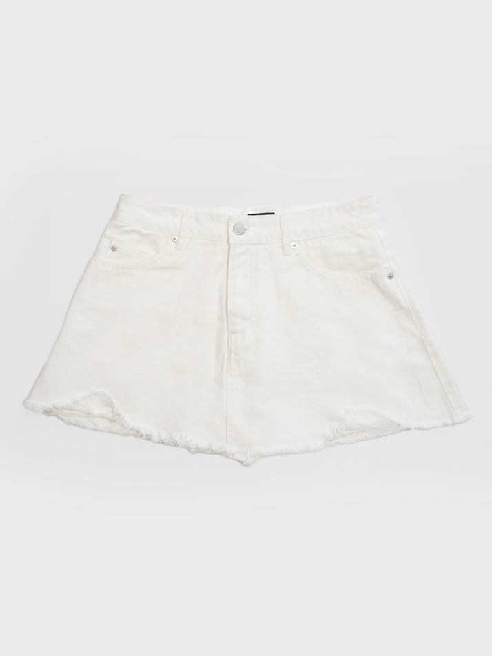 DENIM SKIRT PANTS - WHITE