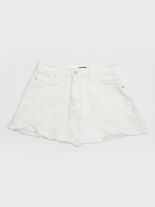 DENIM SKIRT PANTS - WHITE