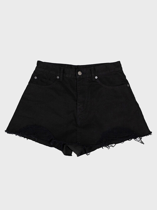 DENIM SKIRT PANTS - BLACK