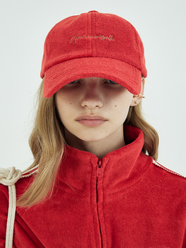 Mademoiselle-embroidered cotton terry baseball cap