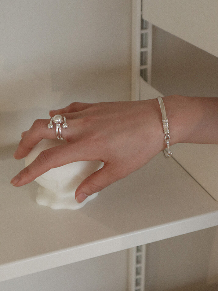 Layered Ball Open Ring