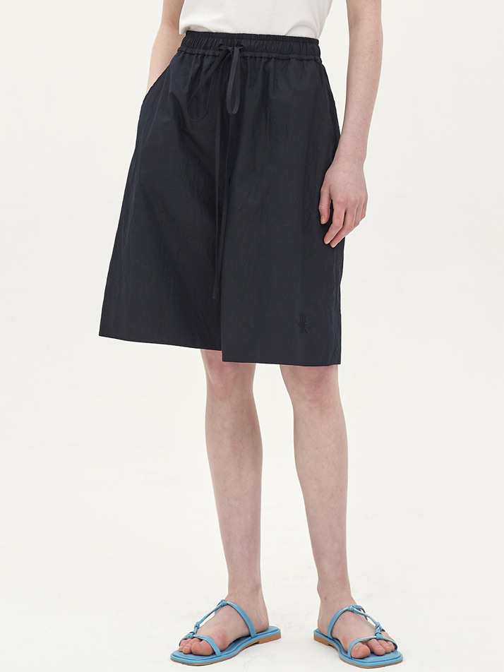 crease cotton string short_navy