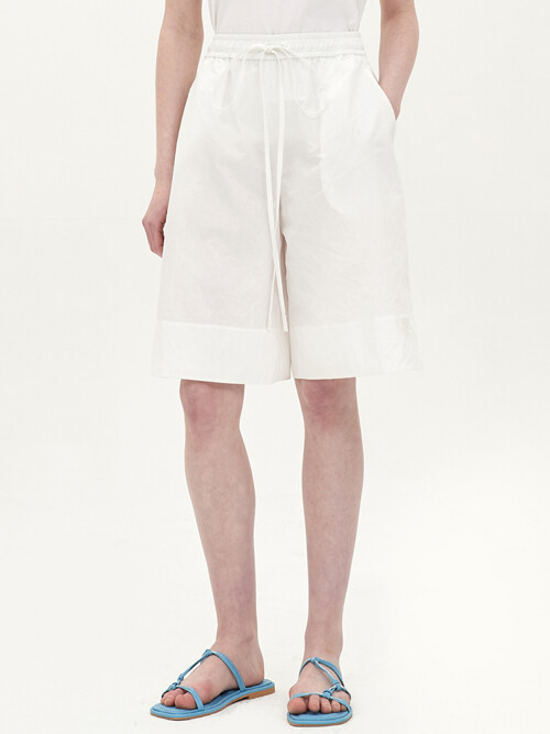 crease cotton string short_white