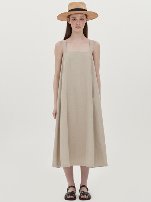 A-line banding dress_oatmeal